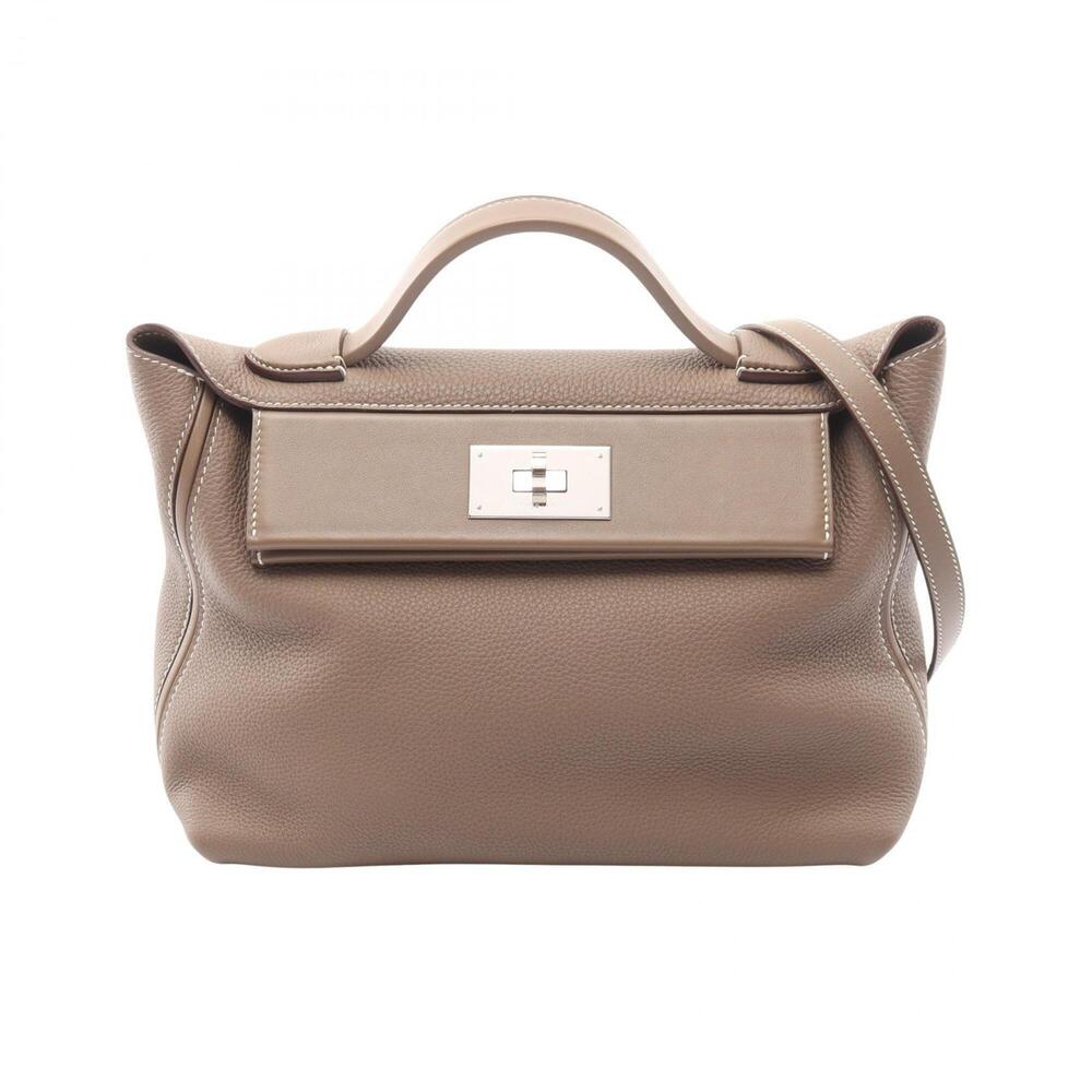Hermes Sac 24 29 2WAY Handbag, Leather, Togo, Veau Swift, Women's, Gray